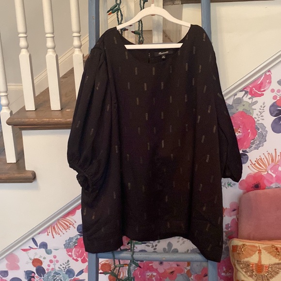 Madewell Jacquard Metallic Puff Sleeve Blouse - Picture 4 of 5
